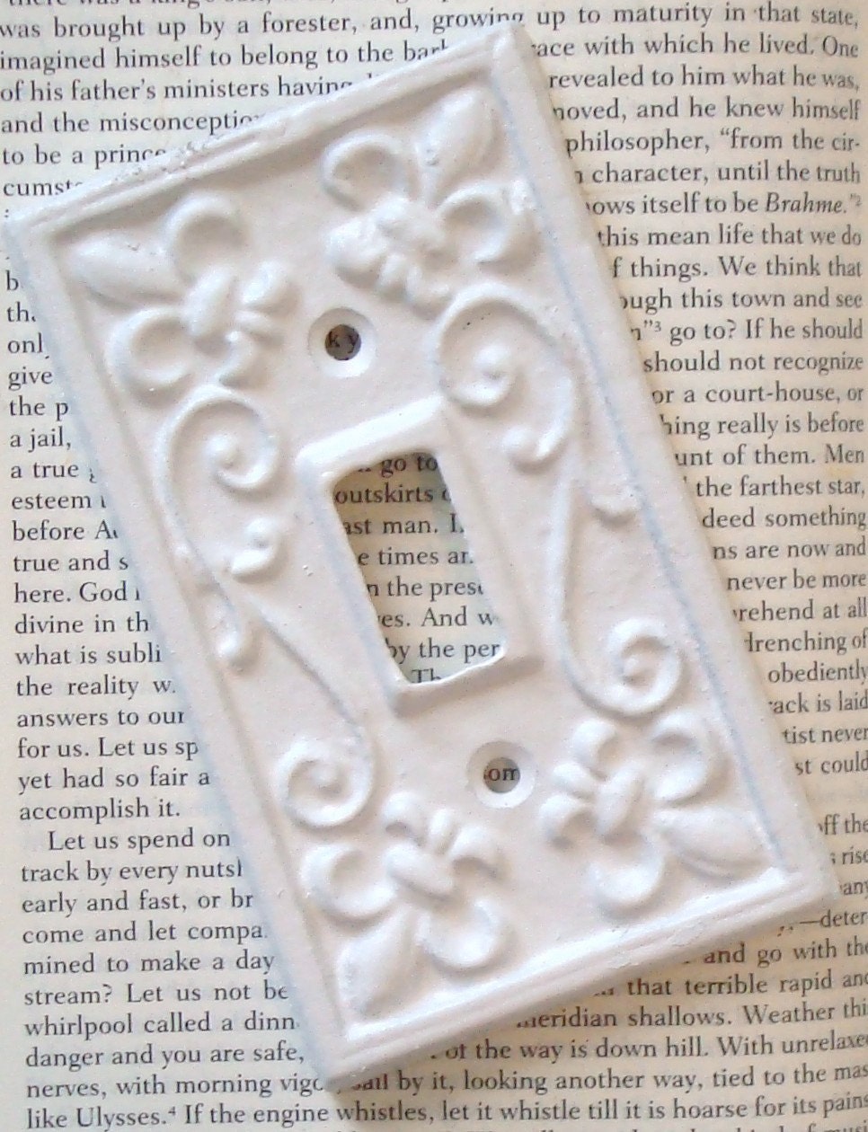 light switch cover - fleur de lis switchplate - cast iron switch plate cover