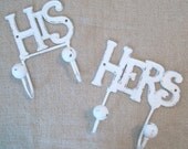 his & hers wall hooks - wedding gift - bathroom decor