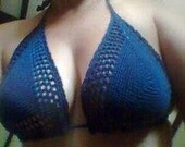 Hand crochet Blue bikini top