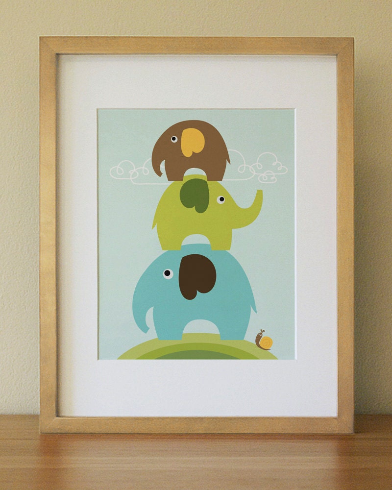 Elephant . Baby Nursery Wall Art .  Children Wall Art