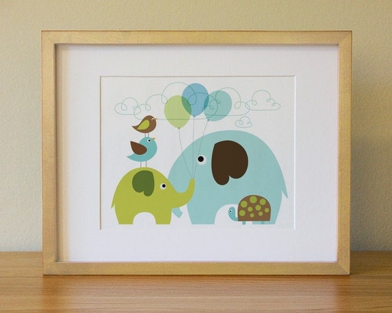 Elephant . Baby Nursery Wall Art .  Children Wall Art