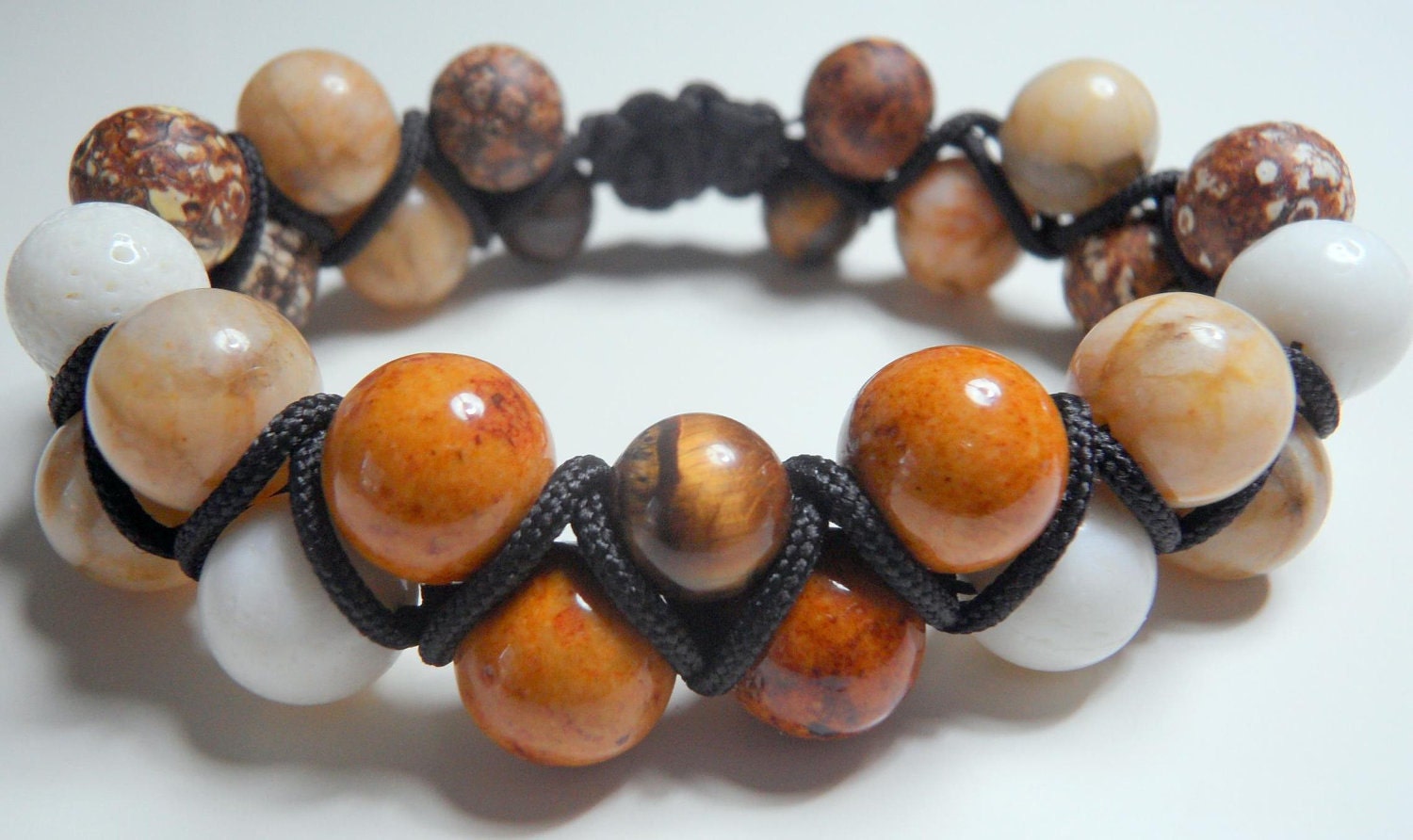Stretchy Brown White and Tan Bracelet - FluxINTL