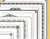 Clip Art Page Paper Border Frames Digital Black Clipart Scrapbook Supplies 8.5 x 11 Rectangle Frame Decorative DIY Certificate 10194