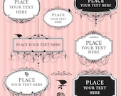 Digital Clip Art Frame Chandelier Vintage Black Ornate DIY Wedding Invitation Scrapbook Supplies Calligraphy Frames Victorian Design 10228