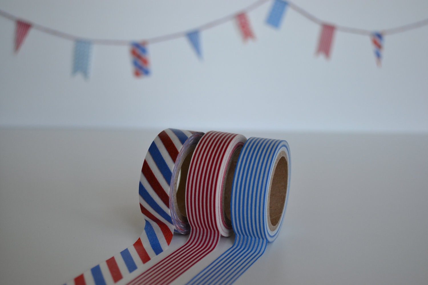 3 Rolls of Red Whtie and Blue Washi Tape