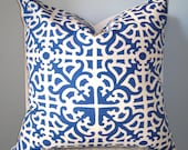 Indigo Blue Lattice Decorative Pillow Cover 16 x 16
