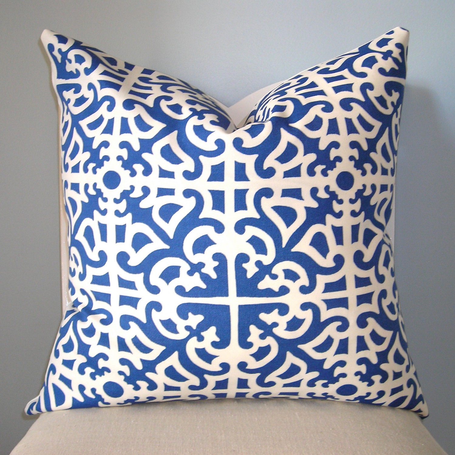 Indigo Blue Lattice Decorative Pillow Cover 22 x 22 and 12 x 20 (RESERVED FOR CANDICE)