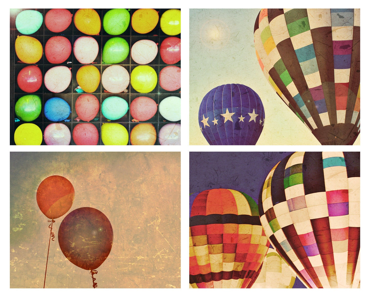 Fly Away With Me - Set of Four 8x10 photographs- fine art prints - hot air balloons - carnival art