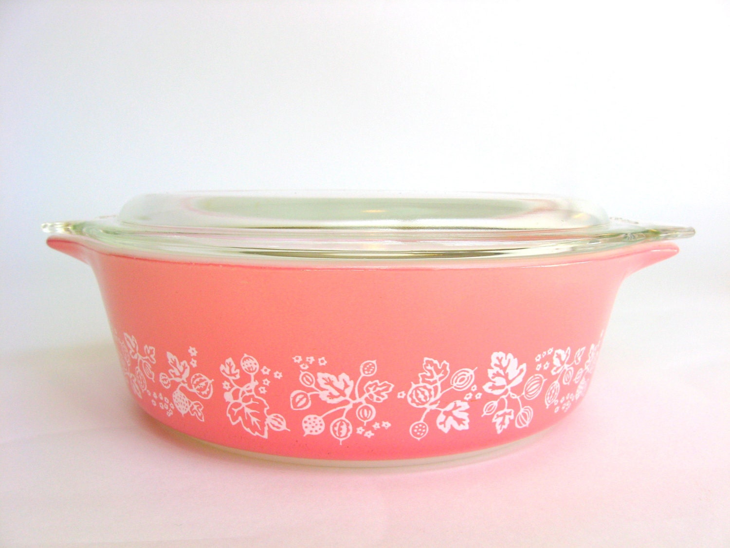 Vintage Pink "Gooseberry" Pyrex 6-Pc Casserole Set and Lids, Nesting Bowls Wedding Bridal Shower Gift