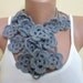 Handmade lariat scarf, flowers. new fashion, grey lariat. mom gifts, scarf, scarves, lariat scarf