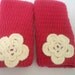 Pink Fingerless gloves with cream flower, hand crochet wool and acrilic gloves, New fashion accessories, handmade gloves