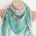 Turquoise unique scarf, Women Fashion, Hand painted.