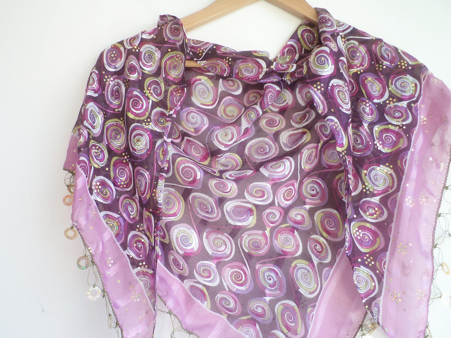 Scarf,  for women accessories, beaded lace, purple triangle scarf,stylish accessory,thin scarf, women fashion