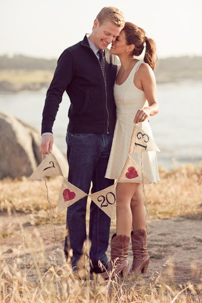 Save the date burlap Banner- engagement Burlap Banner - garland - wedding garland photography prop prop