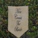 Here Comes The Bride banner with black font - Burlap Sign