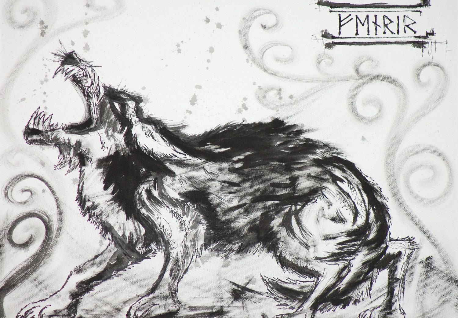 FENRIR Viking Wolf, Watercolour on Canvas.