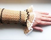 SALE - Crochet Victorian style pair of cuffs
