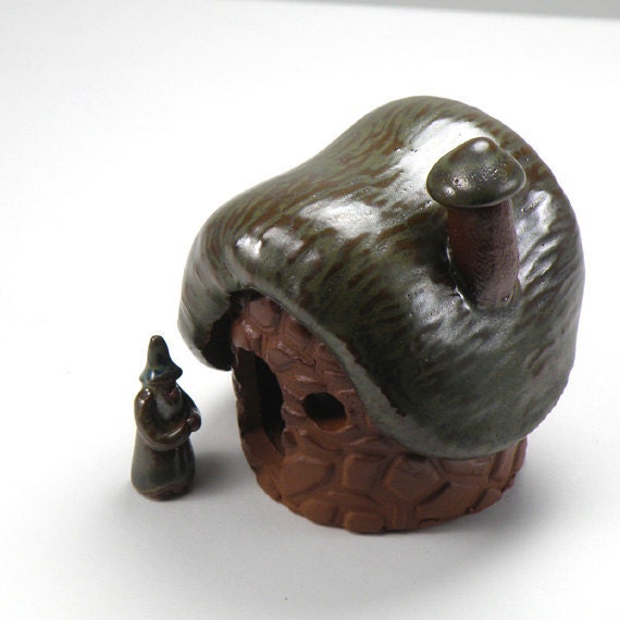 Gnome Home 5 - Tiny Pottery Sculptures for Miniature Gardens, Fairy Garden, Terrarium, or Dollhouse