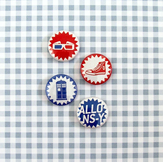 Tenth Doctor Who button badge set