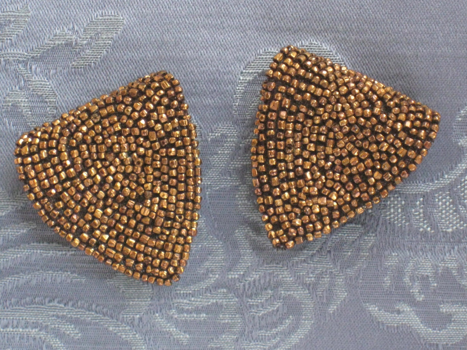 Pair of Gorgeous Copper Beaded Shoe Clips - Vintage Antique