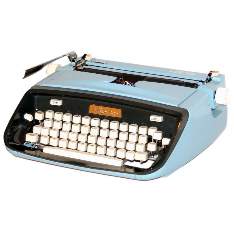 Revitalized Blue Ward Signature 500 Typewriter Professionally Refurbished Portable & Two New Ribbons