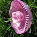 Glass Flower Garden Art Hand Painted in Magenta and Pearl - Suncatcher - Lawn Ornament - Garden Decor