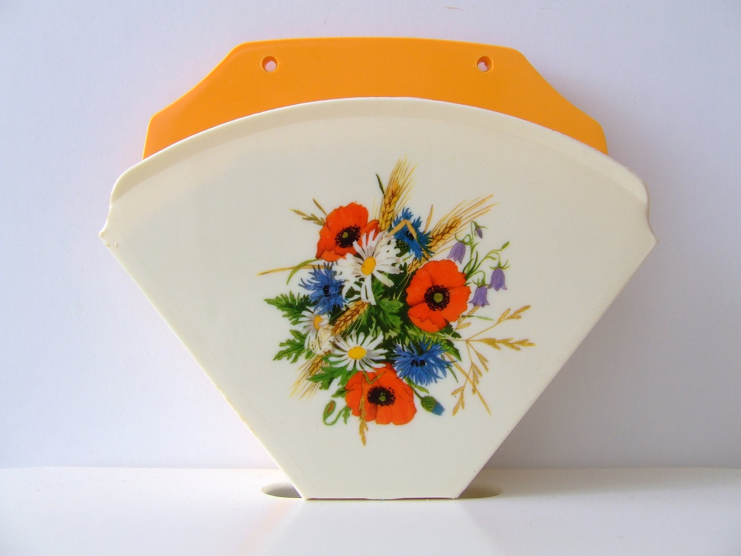 60s Danish coffee filter holder - Alf Rimer - yellow and white with flowers