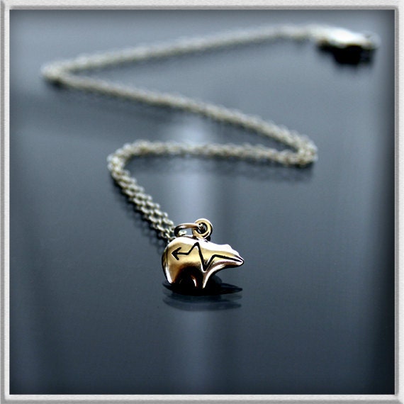 Zuni bear necklace in sterling silver-zuni bear with heart-line