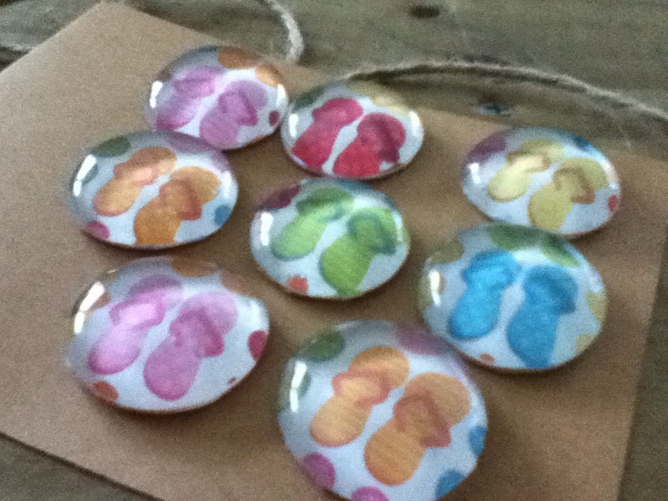 Colorful Flip Flop Glass Magnets for party favors, jars, and stylish decor. Il_570xn