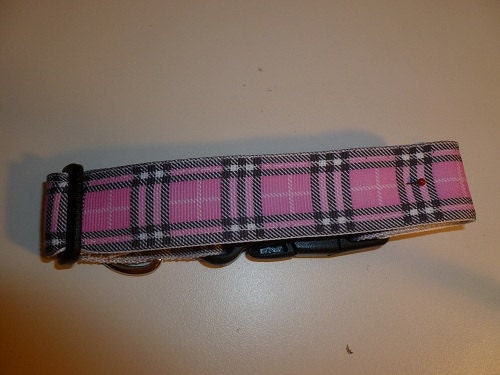 Pink Plaid Dog Collar