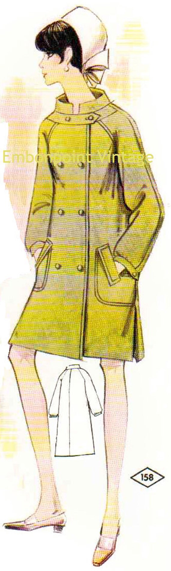 Plus Size (or any size) Vintage 1969 Coat Pattern - PDF - Pattern No 158 Amber
