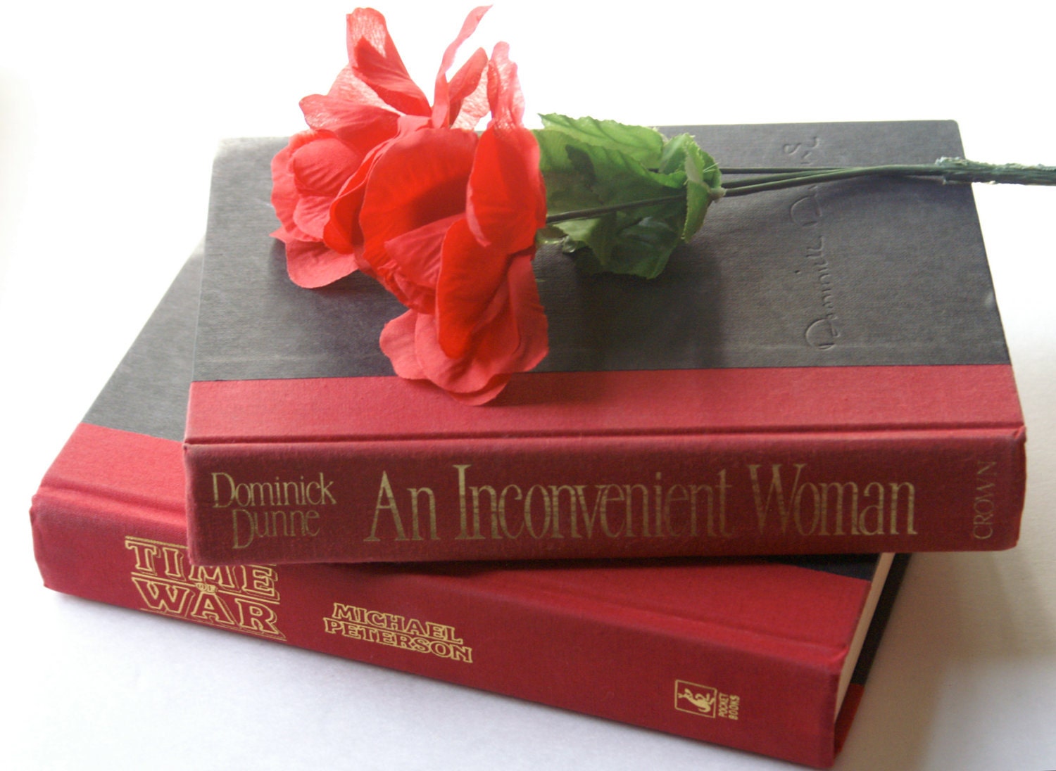 Vintage Books Red and Black Hardcover with Gold Lettering on Spine, Home Library or Decor