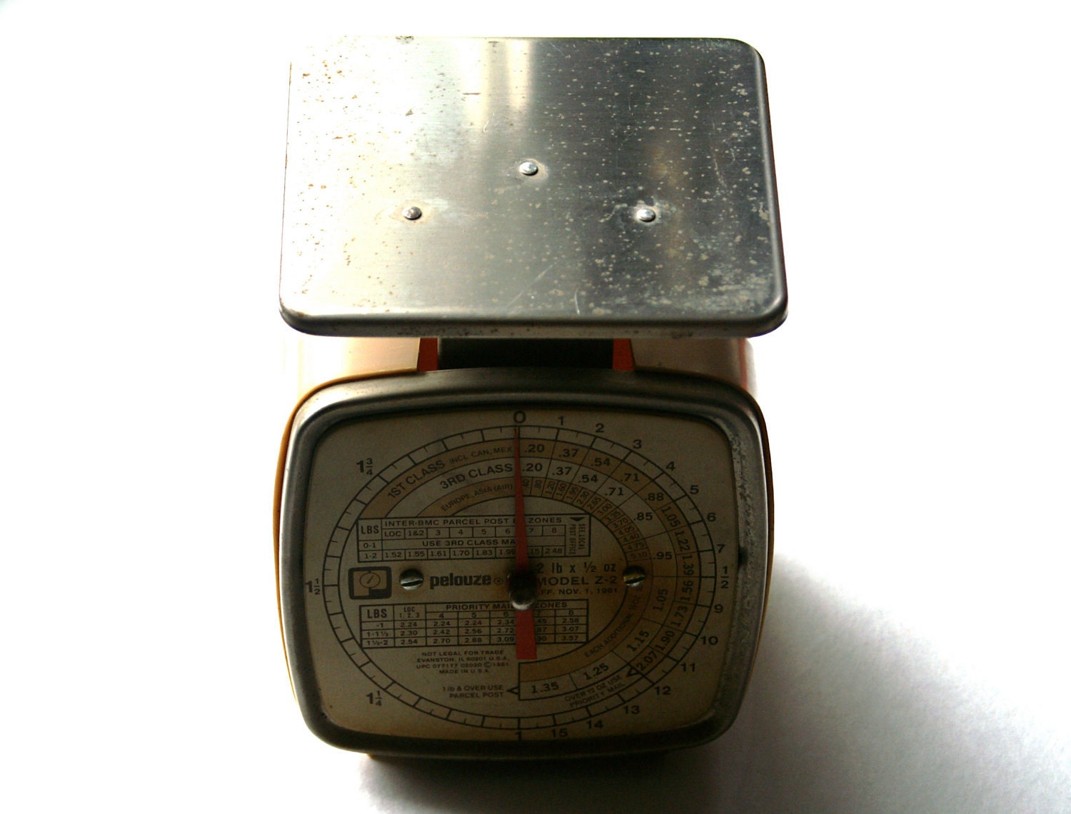 Vintage Postal Scale by Pelouze 1981 Manual Industrial Mechanical 2 Pound Scale Made in USA