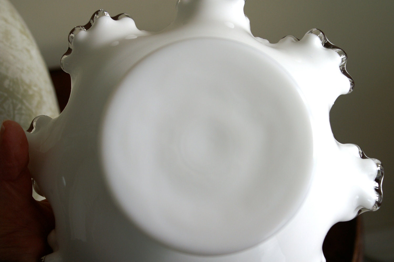 Fenton Crystal Milk Glass, Silver Crest Pattern, Footed Comport, Fruit Sweets Dish