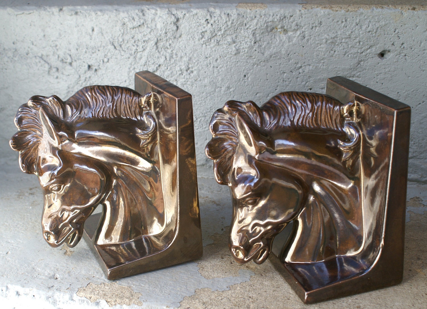 Horse Head Bookends Vintage Ceramic