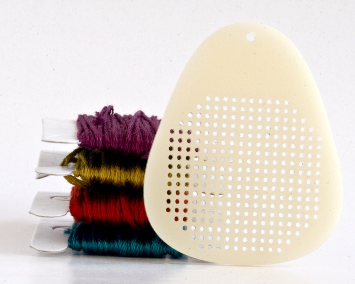 DIY Cross Stitch Pendant Blank - Ivory Teardrop Acrylic