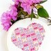 Patchwork heart cross stitch pattern PDF - pink, purple, orange, and blue