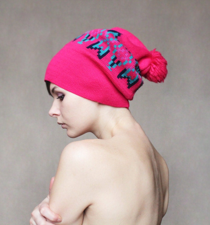 Hot pixel pink winter hat - founditgreat
