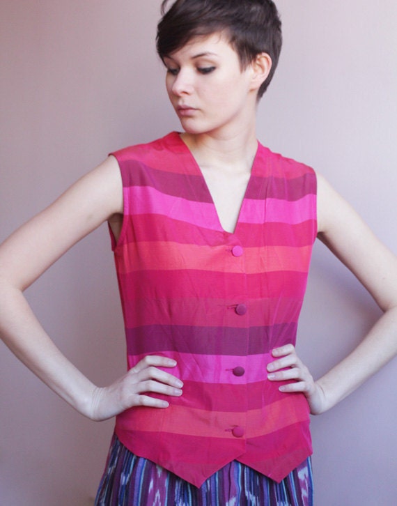 Red pink striped blouse