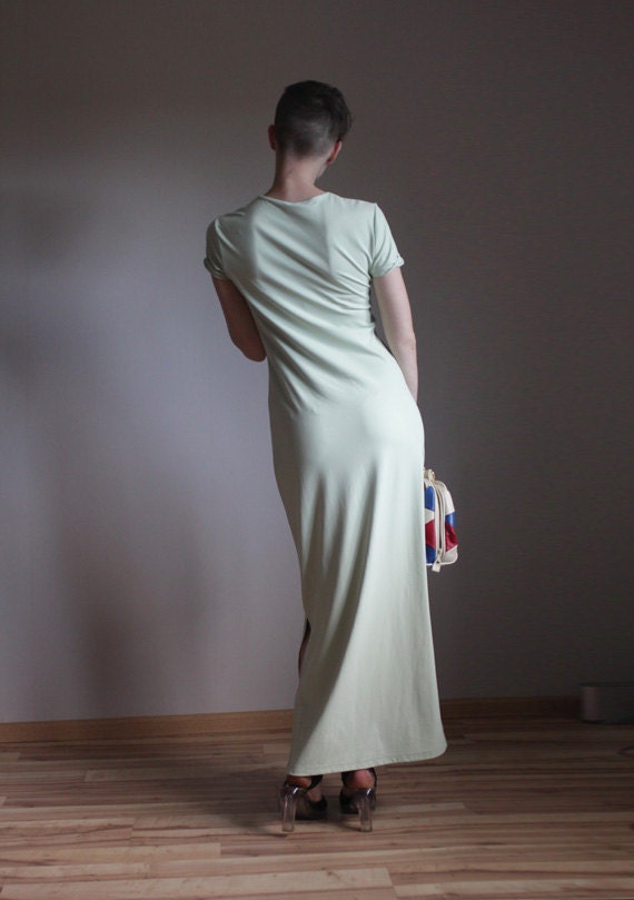 Light mint long simple maxi dress