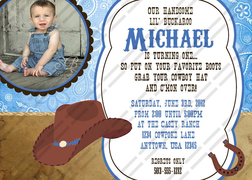 The Buckaroo Collection - Customized Birthday Invitation Printable - 5x7 - Country Boy - Cowboy Invitation