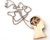 Triple Neurology Pendant Necklace : 14k Gold and Silver
