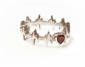 Skip Beat EKG Ring w/stone - Sterling Silver and Garnet
