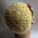 Beanie in Light Yellow with Flowers for Children To 5 Cotton Crochet