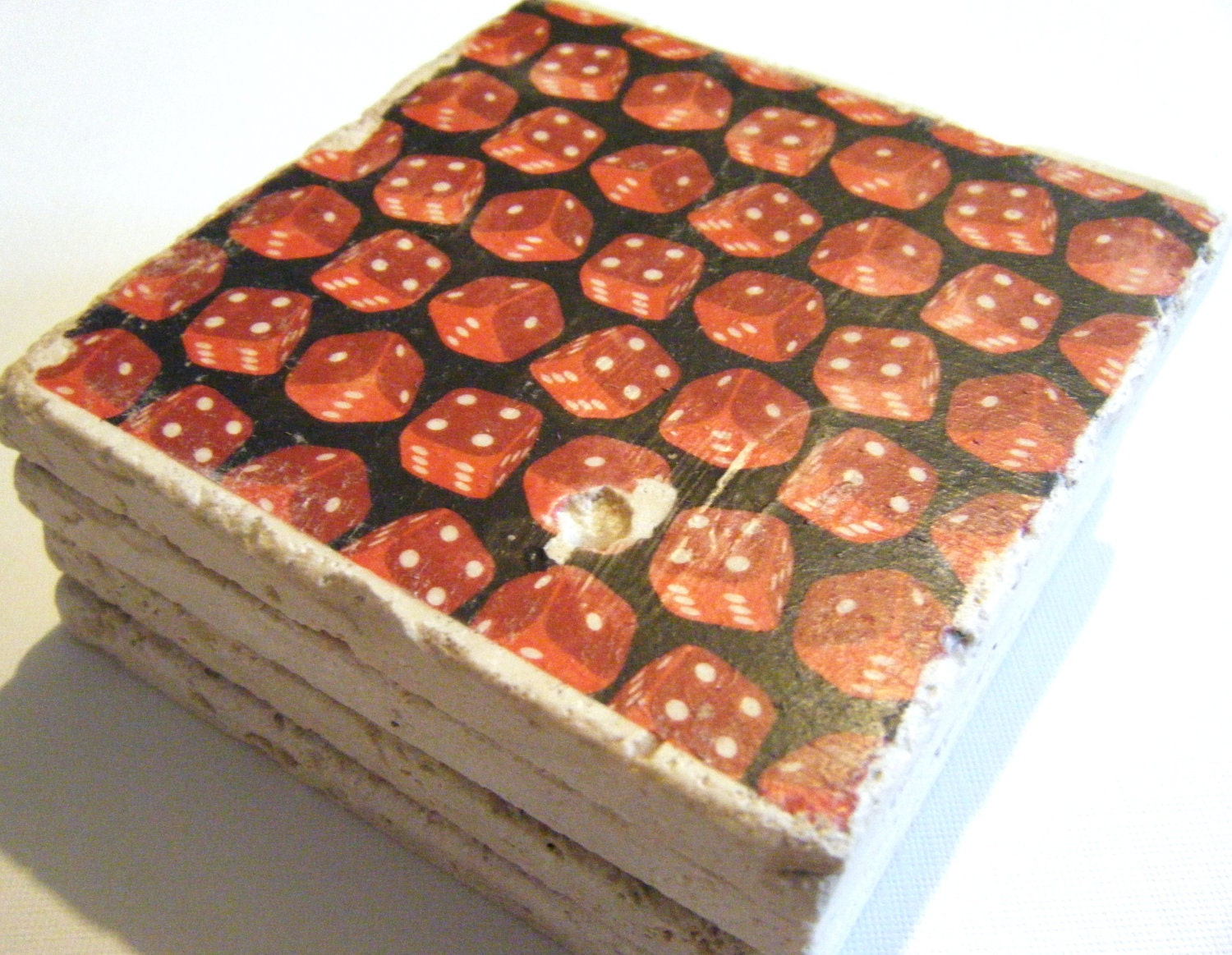 Sale Red Dice Coaster Set of Four