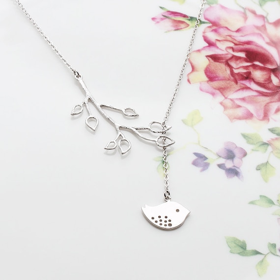 Sterling Silver Chain & Rhodium Plated Charms, Organic Leaf Connector, Necklace