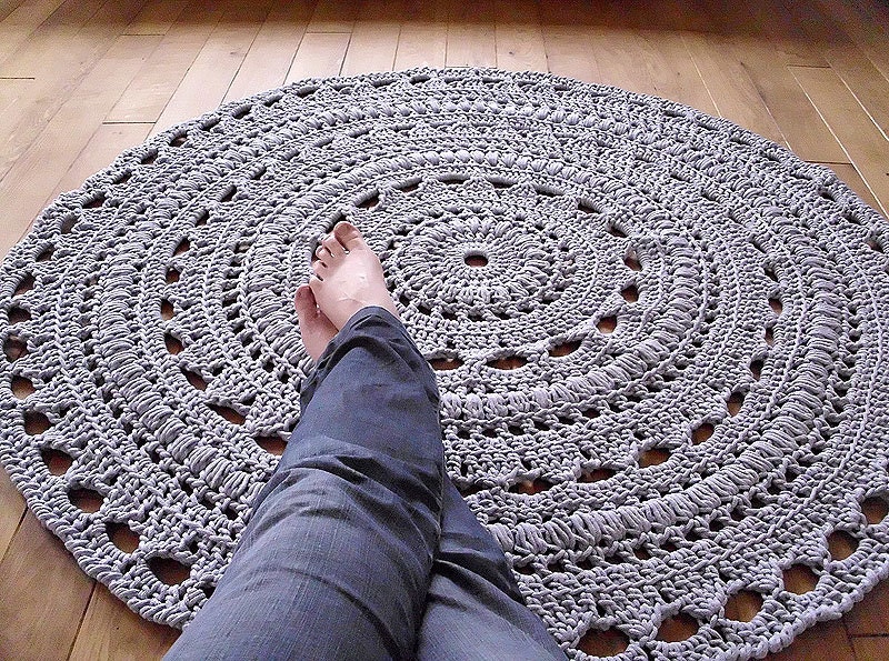CUSTOM ORDER for Kate handmade chunky crochet mega doily rug- navy color