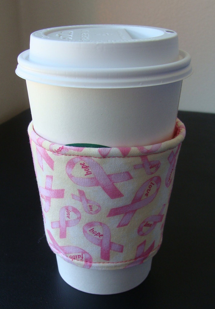 Pink Ribbon Coffee Cozy with Personality
