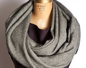 Black and cream herringbone pattern cashmere loop scarf