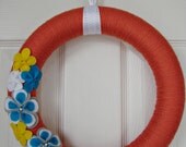Spring wreath teal, white, yellow and gray